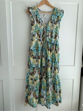 Anthropologie Dress Floral Maxi Dress size M 100% cotton